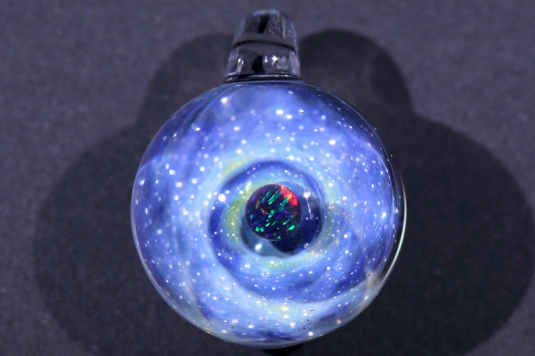 Starry Night 宇宙玻璃颈链吊坠22mm no.959 - 颈链 - 玻璃 蓝色