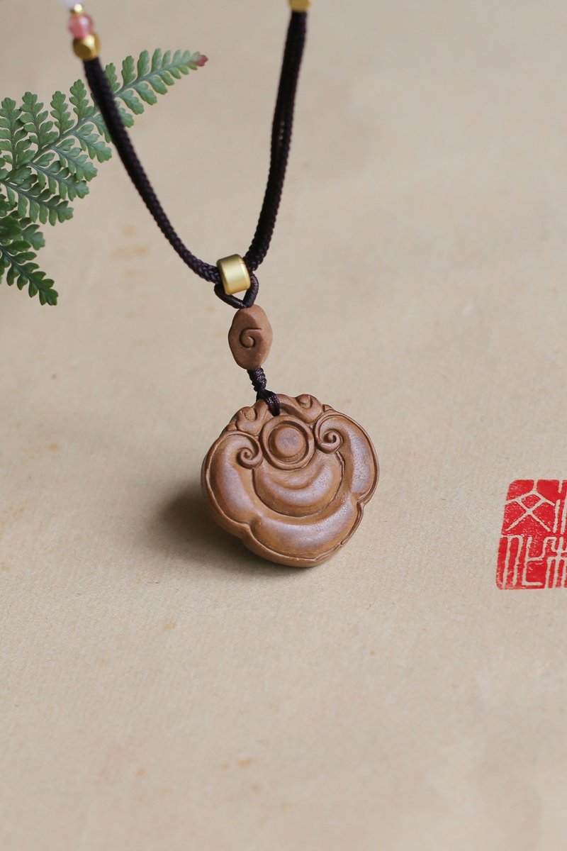 壹染指香品 | 如意 双面 | 天然和合香 木樨香 | 一物一图 - 项链 - 植物．花 黄色