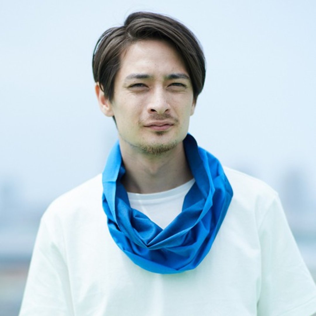 Snood Oo Wow Blue x Blue L size - 丝巾 - 棉 蓝色