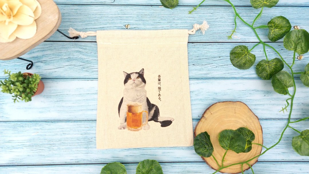我是猫-(厚)束口袋 - 束口袋双肩包 - 其他材质 