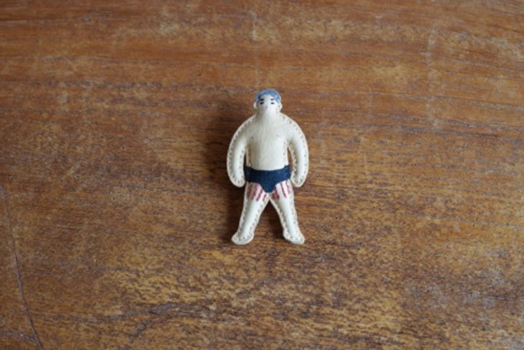 Leather brooch rikishi introduction mouth - 胸针 - 真皮 