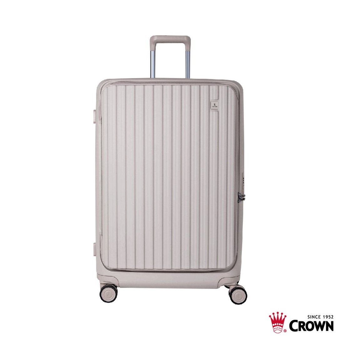 【CROWN】29寸 BOXY 前开框架拉杆箱 托运箱  燕麦奶茶色 - 行李箱/行李箱保护套 - 塑料 卡其色