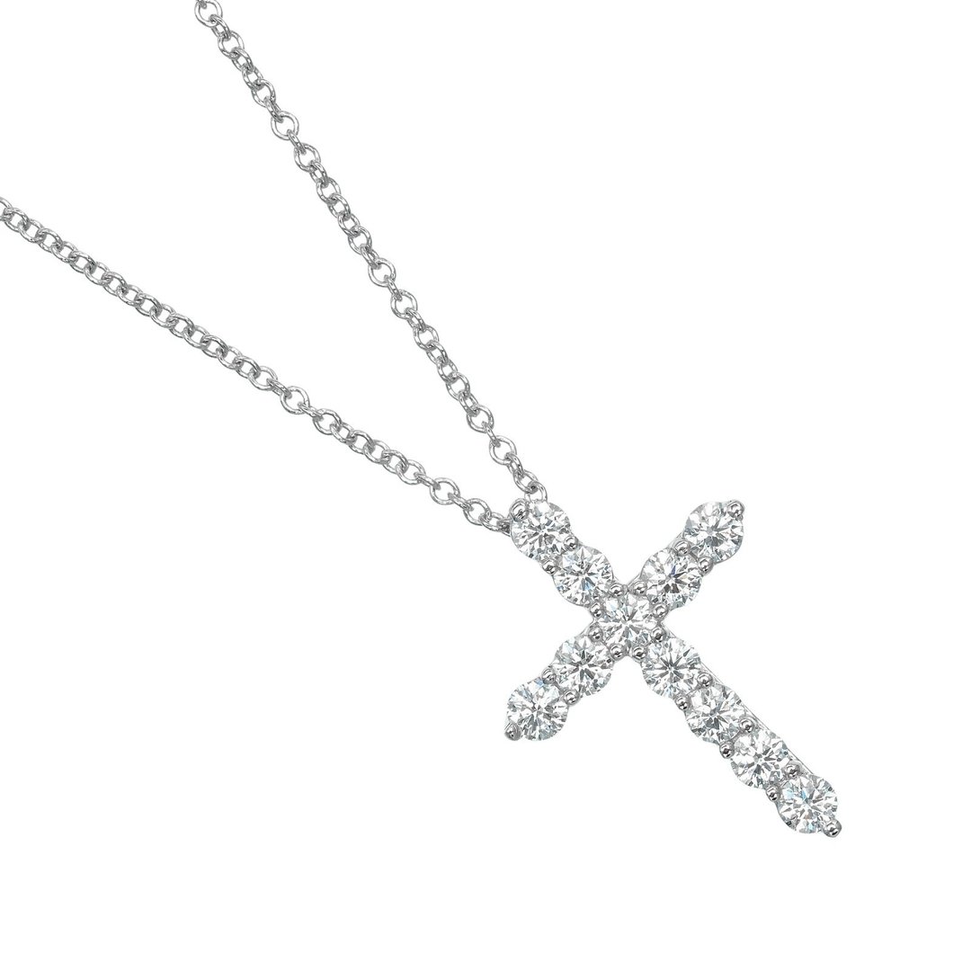 [日本直送] Tiffany & Co. 小十字架项链 Pt950 铂金 钻石 约3.54克 [二手] A级 - 项链 - 贵金属 银色