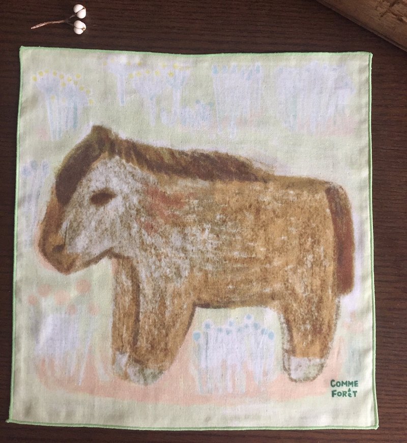 illustration系列/小马/ 二重纱手帕 100%棉 - 手帕/方巾 - 棉．麻 