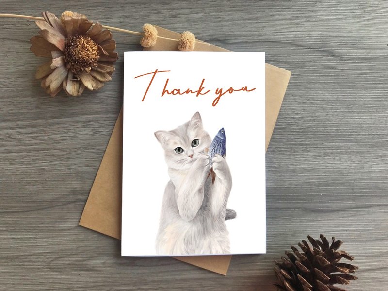 生日卡  猫咪谢卡  动物卡片 - 卡片/明信片 - 纸 白色