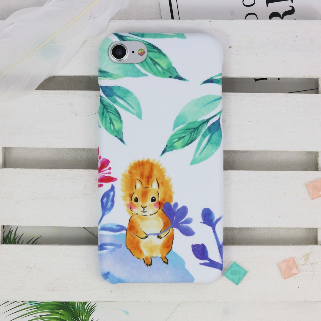 水彩森林中松鼠磨砂手机壳iphone XS + Plus Galaxy S9 note 8 9 - 手机壳/手机套 - 塑料 白色