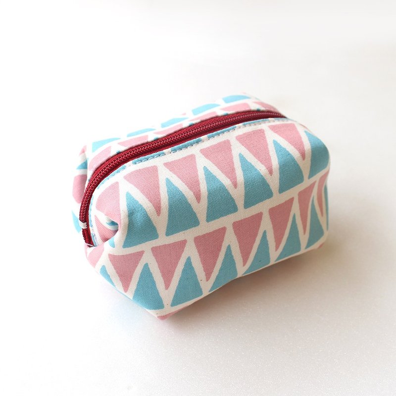 三角形撞色造型零钱包/收纳袋 - 铅笔盒/笔袋 - 棉．麻 蓝色