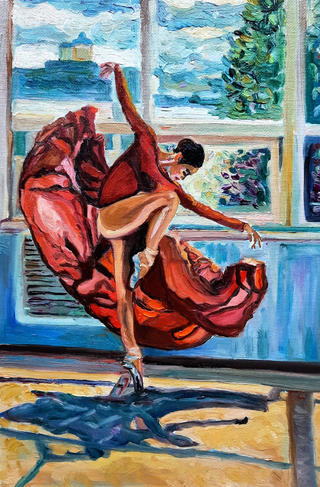 Ballerina Painting 手工油畫 Original Art 油畫 Oil Painting  Wall Decor - 墙贴/壁贴 - 其他材质 红色