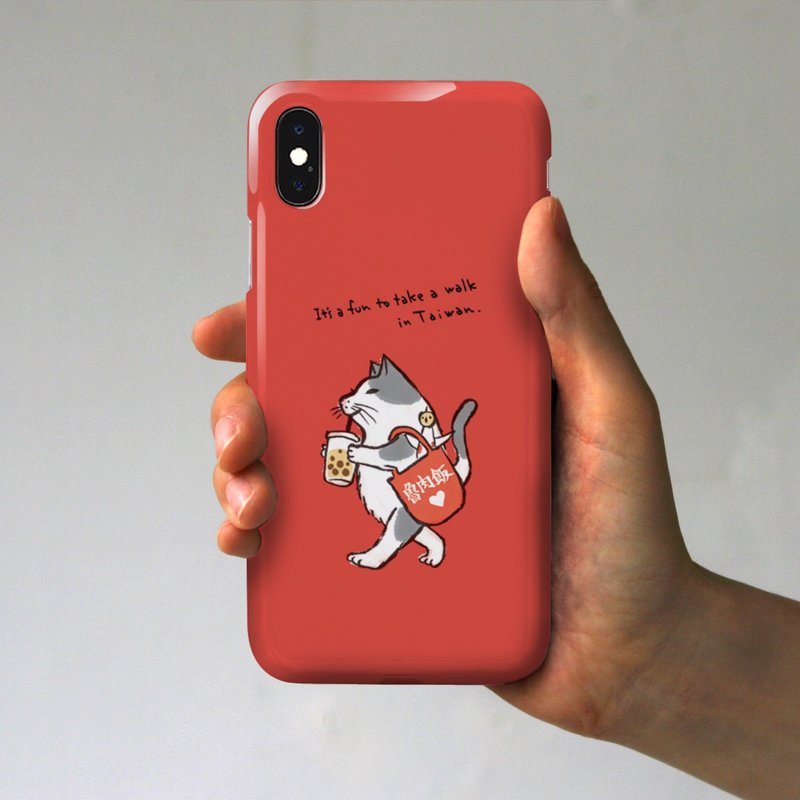 スマホケース　猫が台湾散歩　レッドオレンジ - 手机壳/手机套 - 塑料 红色