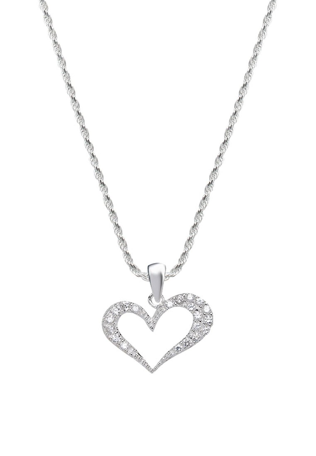 【Gift box】Heart 925 Silver Pendant Necklace - 项链 - 纯银 银色