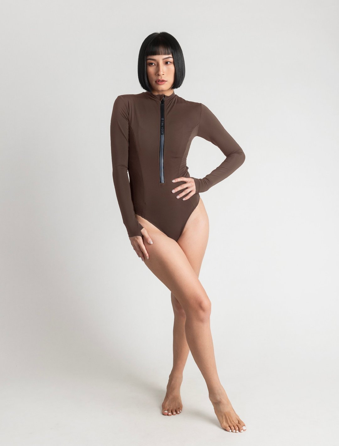 Nut Brown 坚果棕 / 猫女 Catwoman 隐形口袋连身防晒衣 - 女装泳衣/比基尼 - 其他材质 咖啡色