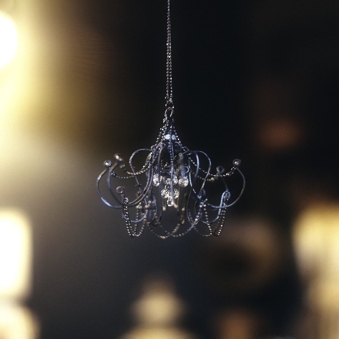 Chandelier-like ornament (black) mini - 墙贴/壁贴 - 铜/黄铜 黑色