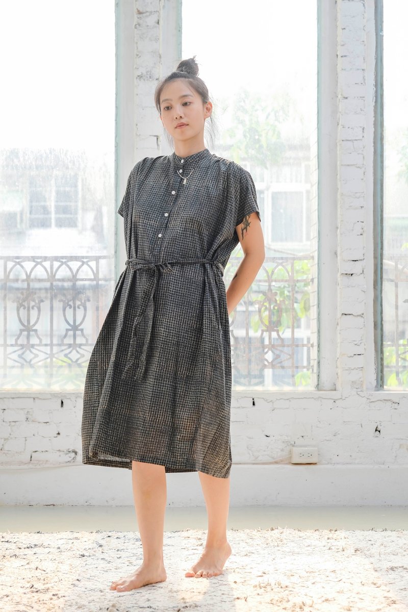 maru 洋装 小格纹 green - 洋装/连衣裙 - 棉．麻 绿色