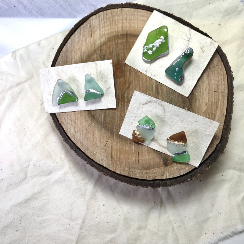 【SISIRE |永续珠宝海玻璃】海玻璃耳环 海废饰品 - 耳环/耳夹 - 玻璃 