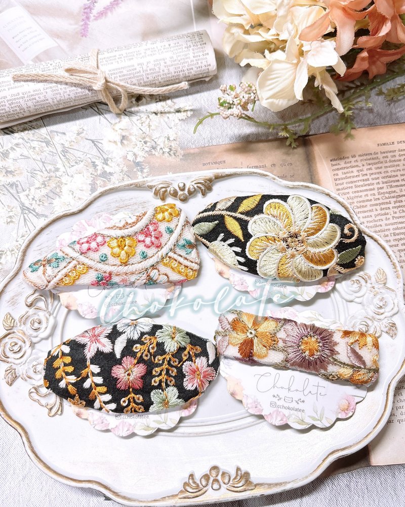 印度刺绣发夹 啪啪夹圣诞礼物 - 发饰 - 绣线 多色