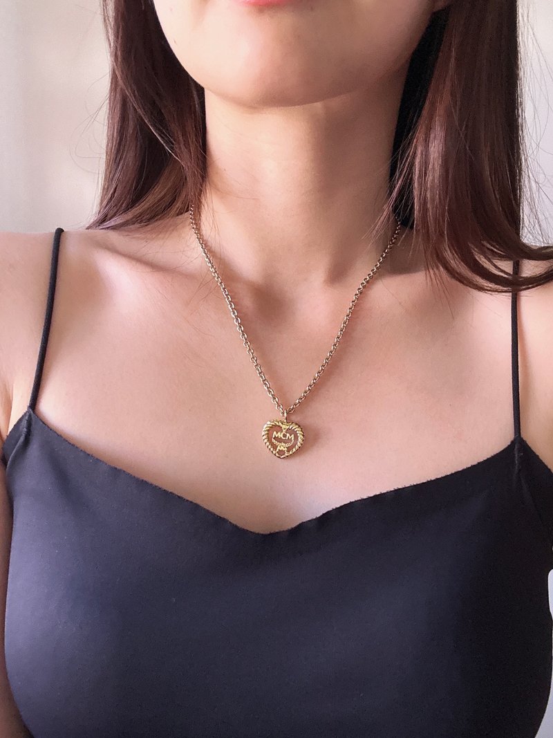 中古正品 MCM 爱心天使镀金项链 德国制 礼物 罕有重工首饰 - 项链 - 其他金属 金色
