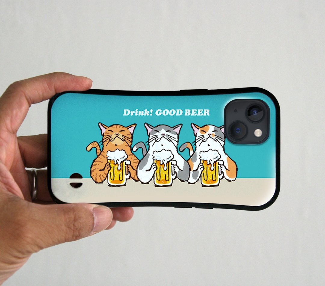 握紧 iPhone 手机壳 猫咪用绿松石啤酒敬酒 - 手机壳/手机套 - 塑料 蓝色