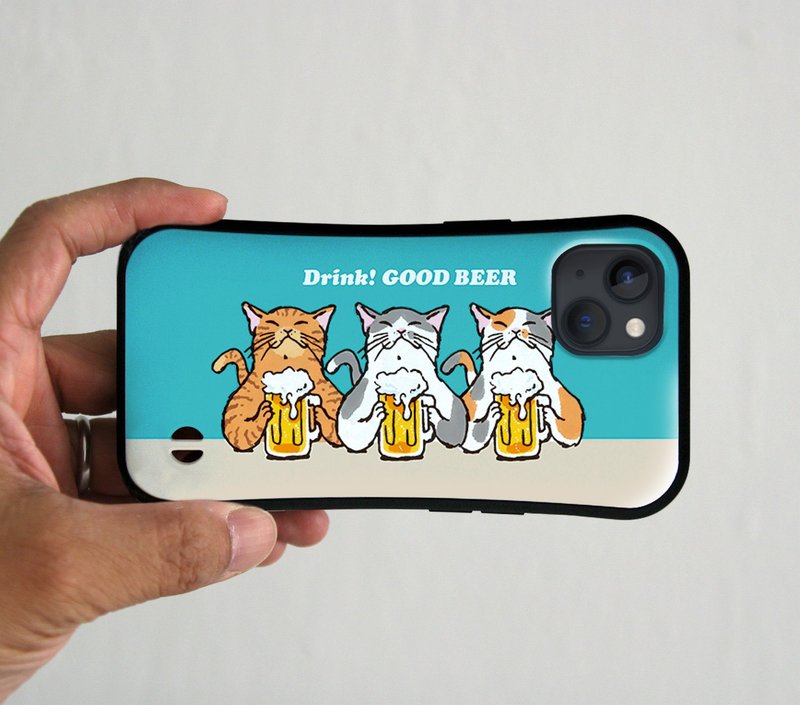 握紧 iPhone 手机壳 猫咪用绿松石啤酒敬酒 - 手机壳/手机套 - 塑料 蓝色