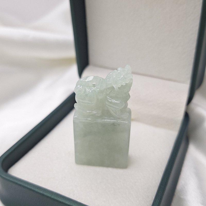 冰润绿 貔貅印章 摆件 | 天然缅甸玉A货翡翠 - 印章/印台 - 玉石 
