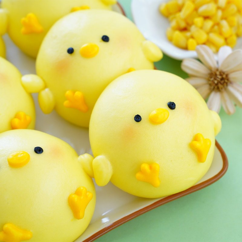 美姬馒头 鸡米花鸡肉玉米粒鲜乳造型包子 一盒6入 - 其他 - 其他材质 黄色