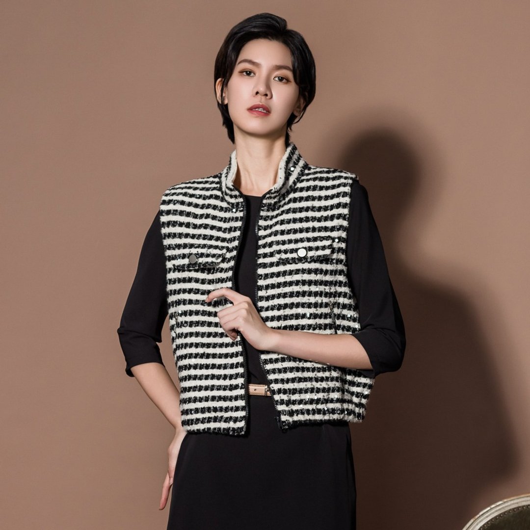 【MEDUSA】亮面羊毛编织小口袋背心外套(M-XL) | 女背心 女毛背心 - 女装休闲/机能外套 - 羊毛 黑色