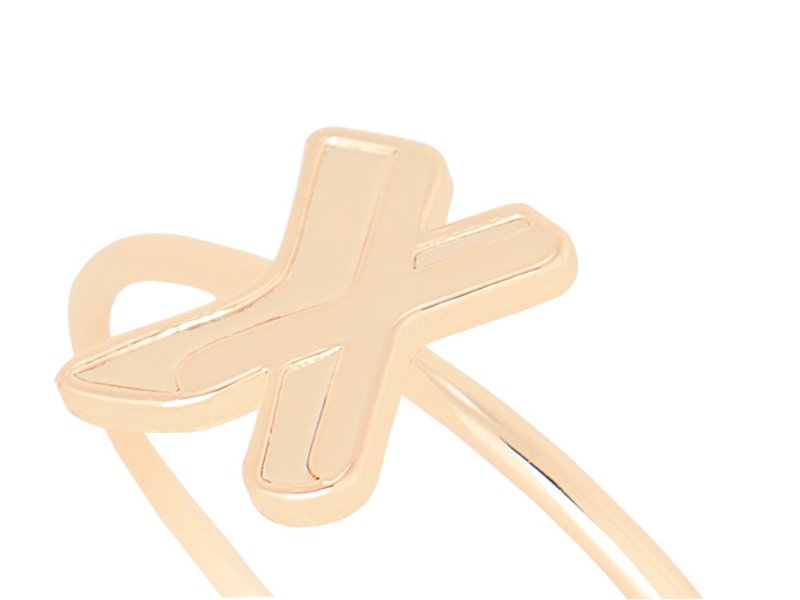 英文字母 X 纯银镀金戒指 (单只) - 戒指 - 纯银 金色