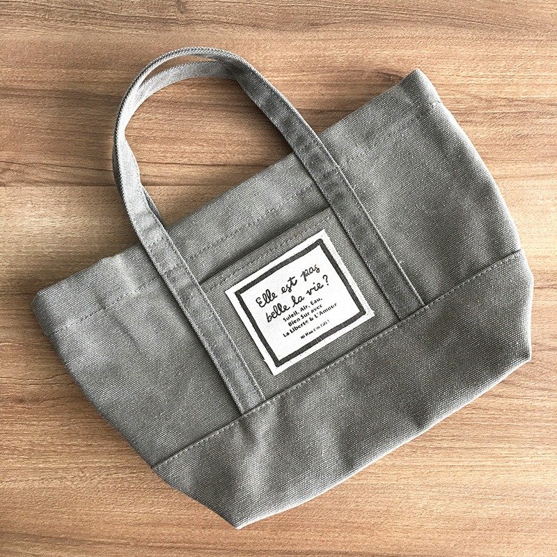 FiFi Life is beautiful 小托特－水洗灰 - 手提包/手提袋 - 棉．麻 蓝色