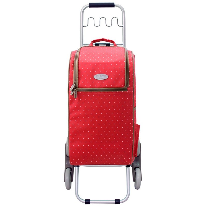 The carros 卡萝 30L 保温保冷三轮波浪挂勾折叠购物车-红色水玉 - 露营用品 - 防水材质 