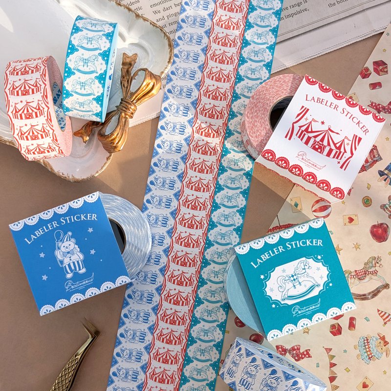 【新款】标签贴纸 马戏团帐篷・木马・皇冠熊 - 贴纸 - 纸 