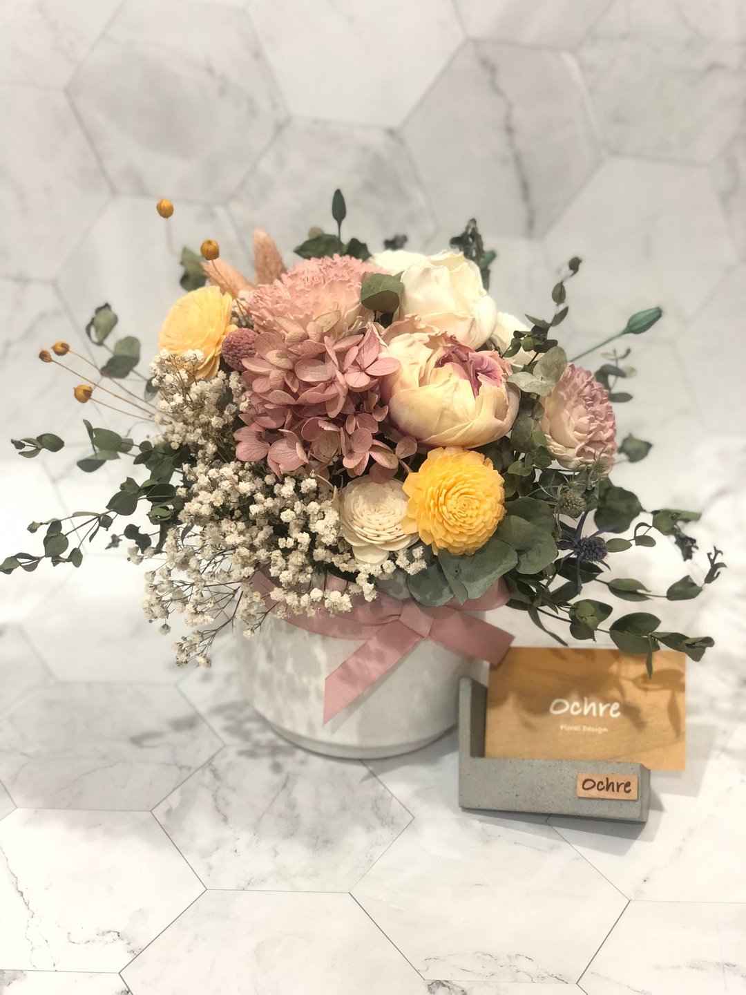 Ochre 开幕 乔迁 喜庆 祝贺花礼 桌花 盆花 花礼 花盒 - 干燥花/捧花 - 植物．花 粉红色