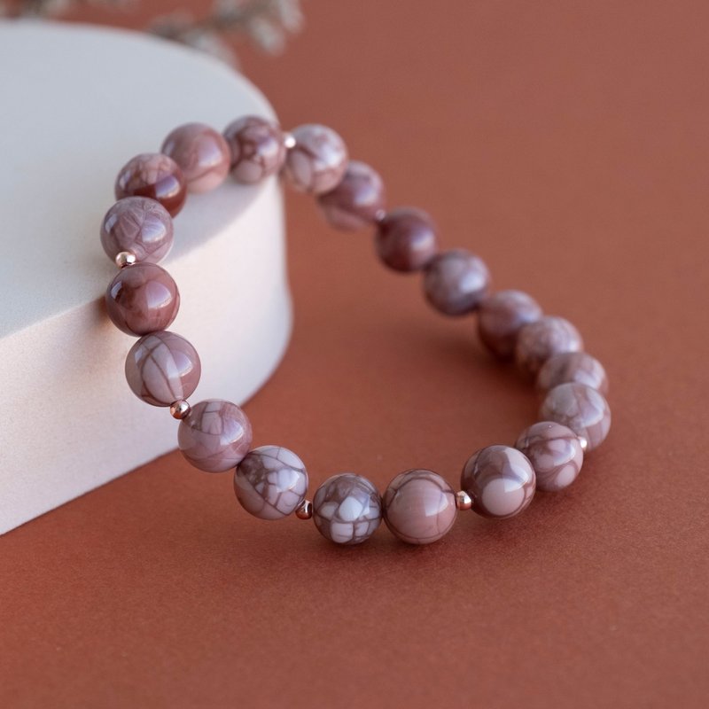 爆裂纹干枯玫瑰丨阿拉善玛瑙丨天然矿石水晶手环手链女朋友礼物 - 手链/手环 - 水晶 粉红色