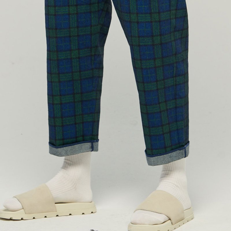 Stone@s  Loose Cropped Jeans in Black / 格纹丹宁牛仔裤 九分 - 男士长裤 - 棉．麻 蓝色