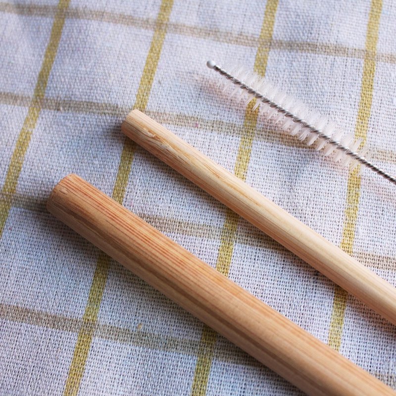 天然环保竹吸管-内含粗细吸管各1/免费刻字 - 环保吸管 - 竹 咖啡色