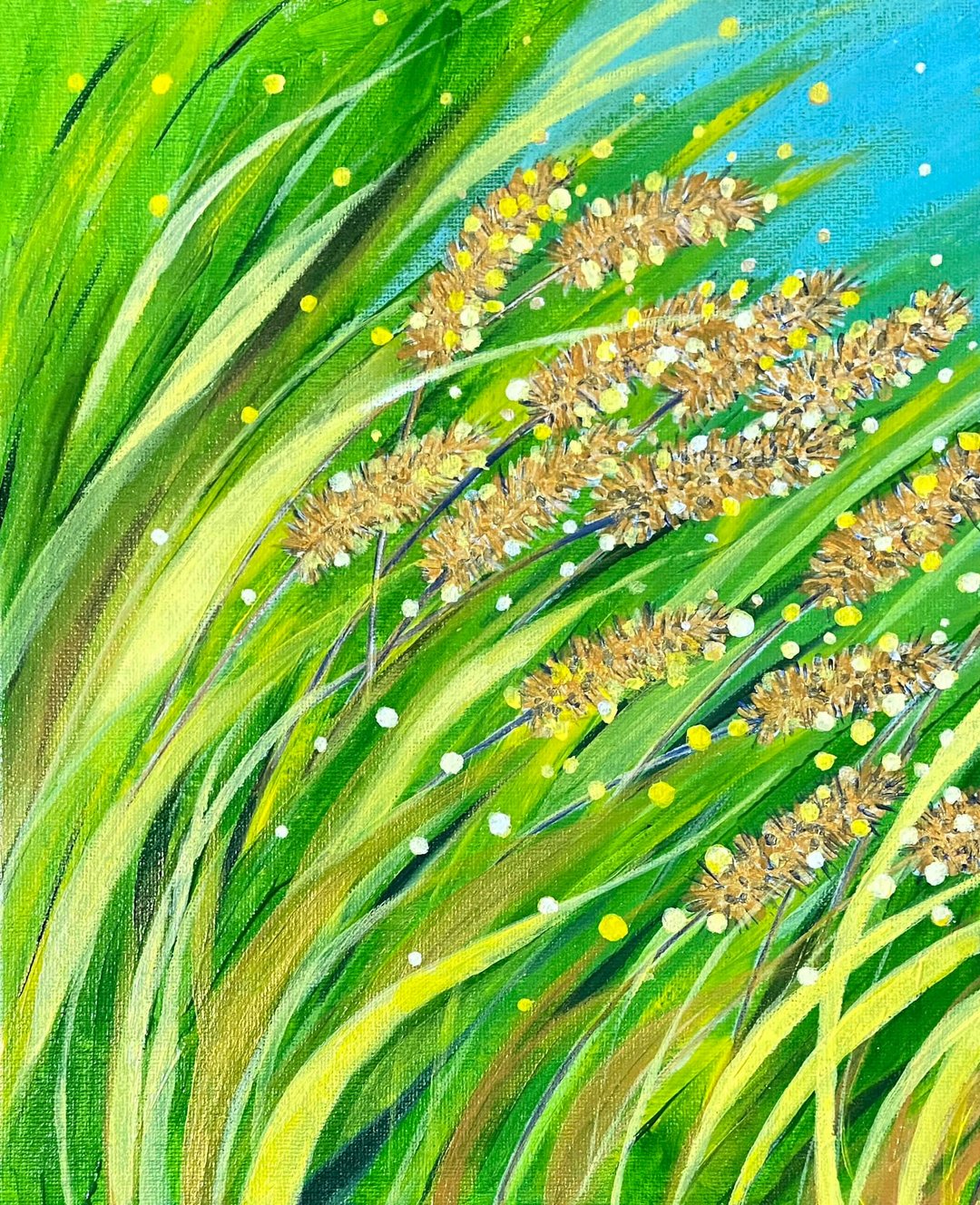 金色猫尾草/压克力画/画布板(3F 22X27 CM) 2个一组 - 海报/装饰画/版画 - 棉 