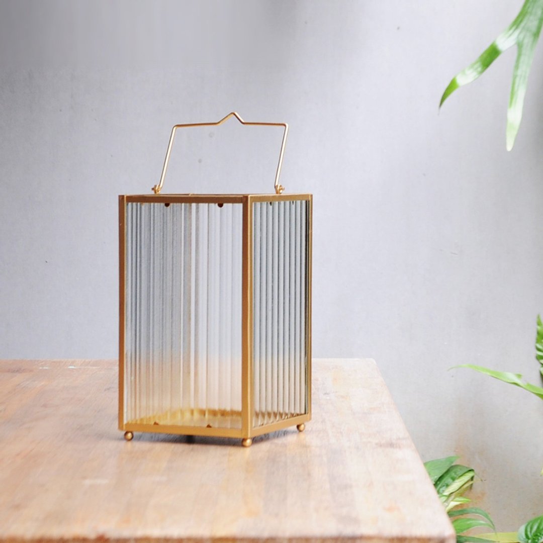 【玫瑰金】节平条复古玻璃烛灯 - 灯具/灯饰 - 玻璃 金色