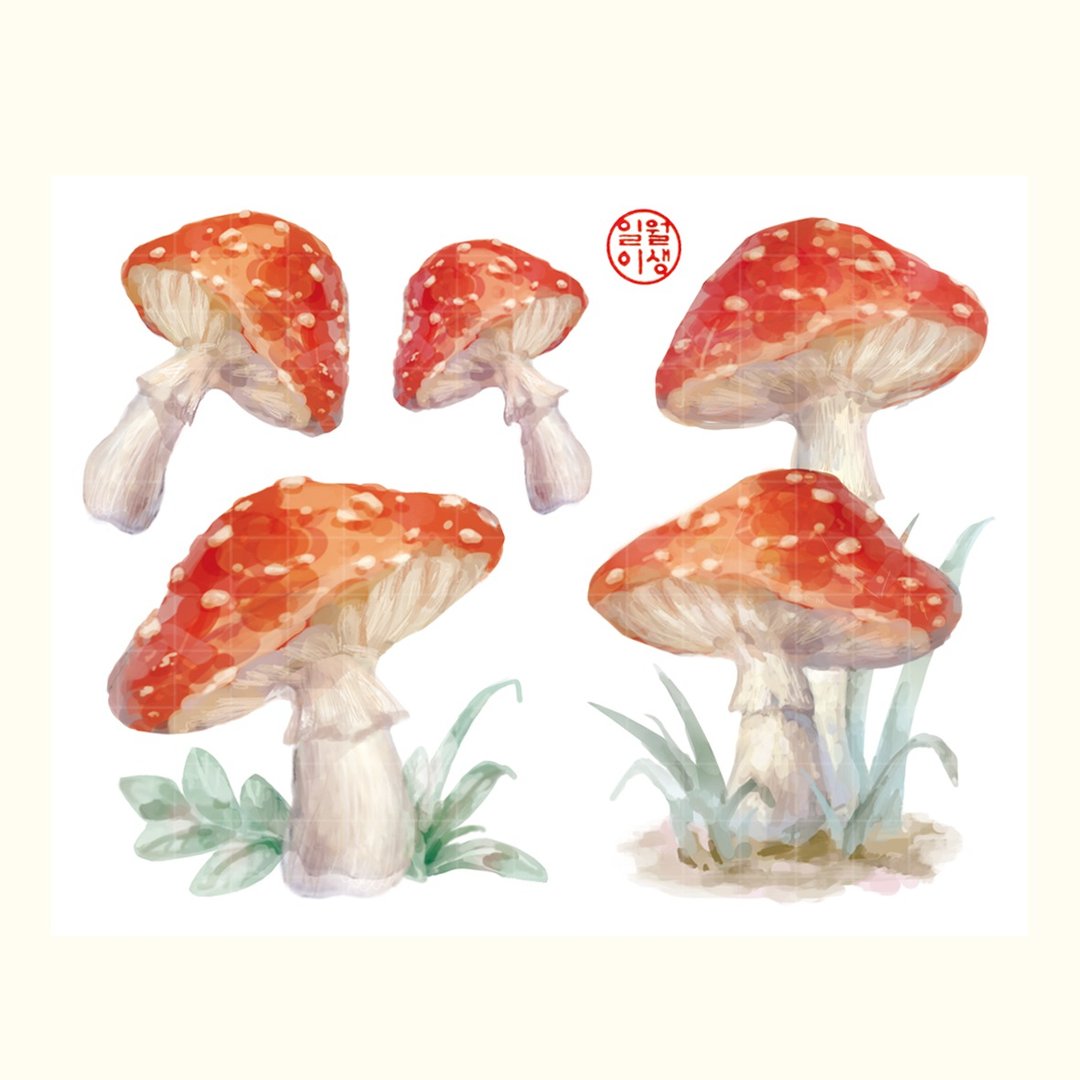 蘑菇贴纸 (1月2日) - 贴纸 - 纸 橘色