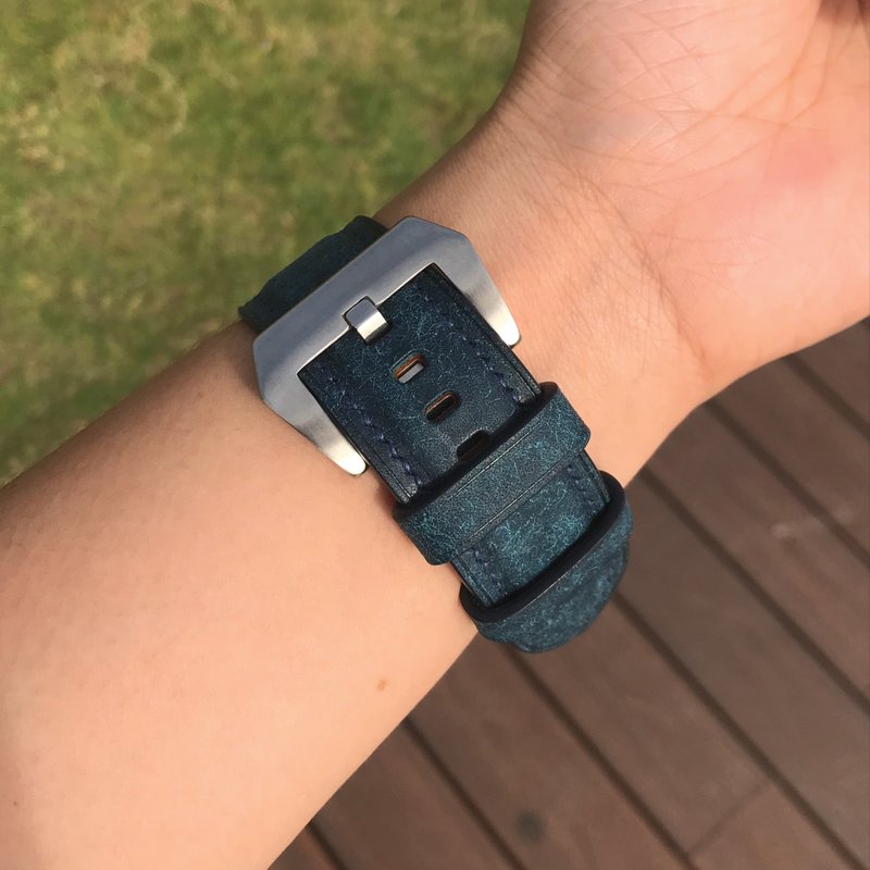 【AppleWatch表带】蓝色磨砂牛皮/法国防汗皮/意大利皮革 - 表带 - 真皮 蓝色
