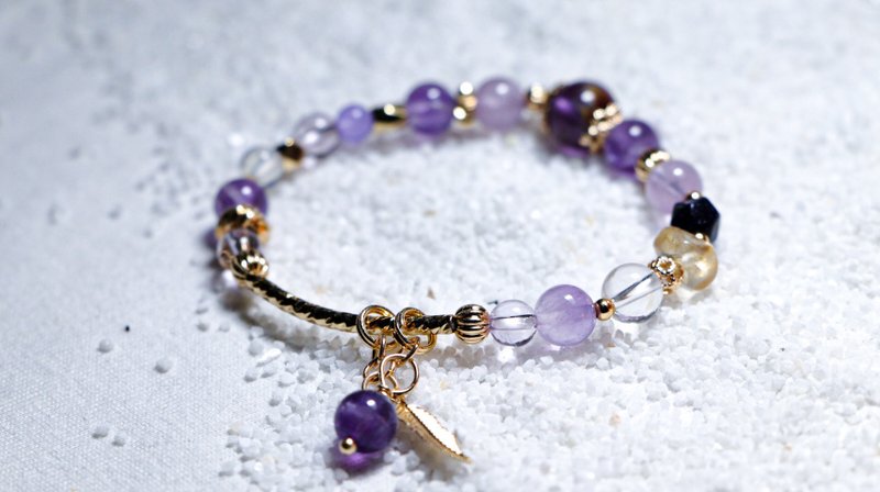 招财水晶手链原矿设计 / 梦幻紫水晶-紫水晶-紫钛晶 - 手链/手环 - 宝石 紫色