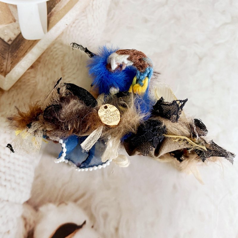 手工编织发夹/ 毛线鲨鱼夹 抓夹 包头 发饰 发夹 头饰 盘发 - 发饰 - 其他材质 蓝色