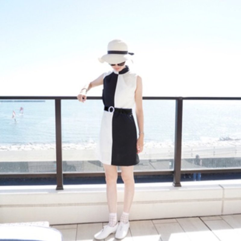 retro one-piece dress victoria - 洋装/连衣裙 - 聚酯纤维 黑色