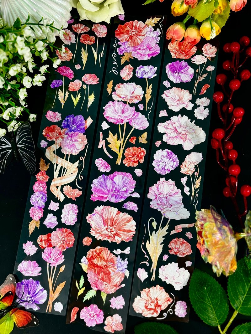 虞美人 PET 纸胶带 白墨贝壳光 10米卷 - 纸胶带 - 塑料 多色