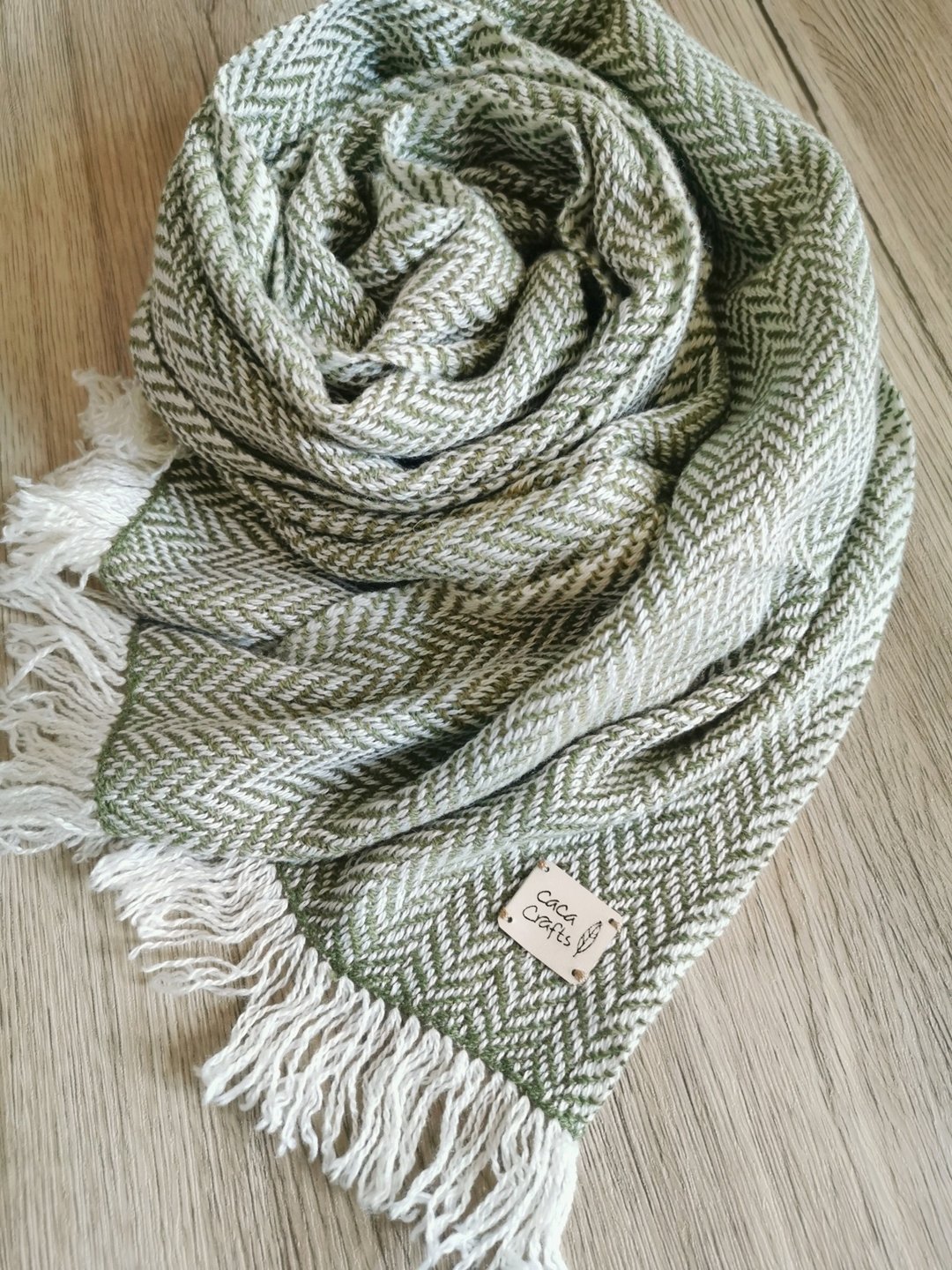 Handwoven by Carina | 手织蚕丝喀什米尔围巾 - 围巾/披肩 - 丝．绢 绿色