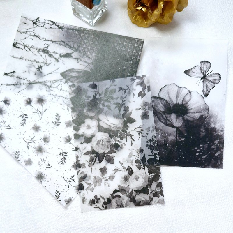 质感黑描图纸背景贴纸 - 贴纸 - 纸 白色