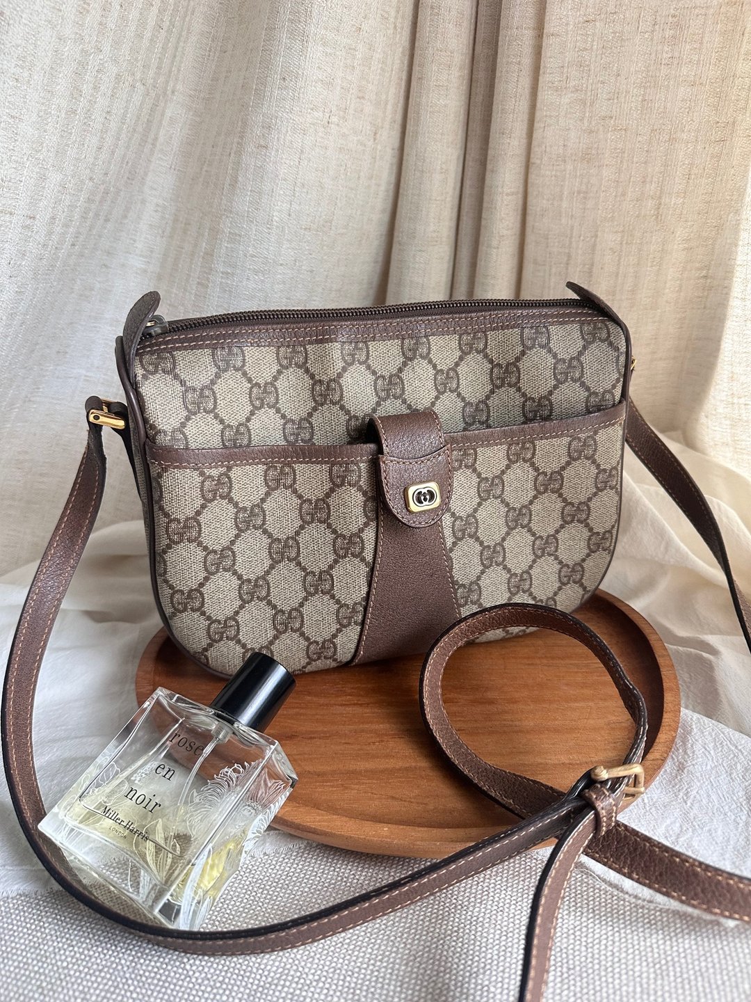 中古包Old Gucci经典GG老花斜背包 - 侧背包/斜挎包 - 防水材质 