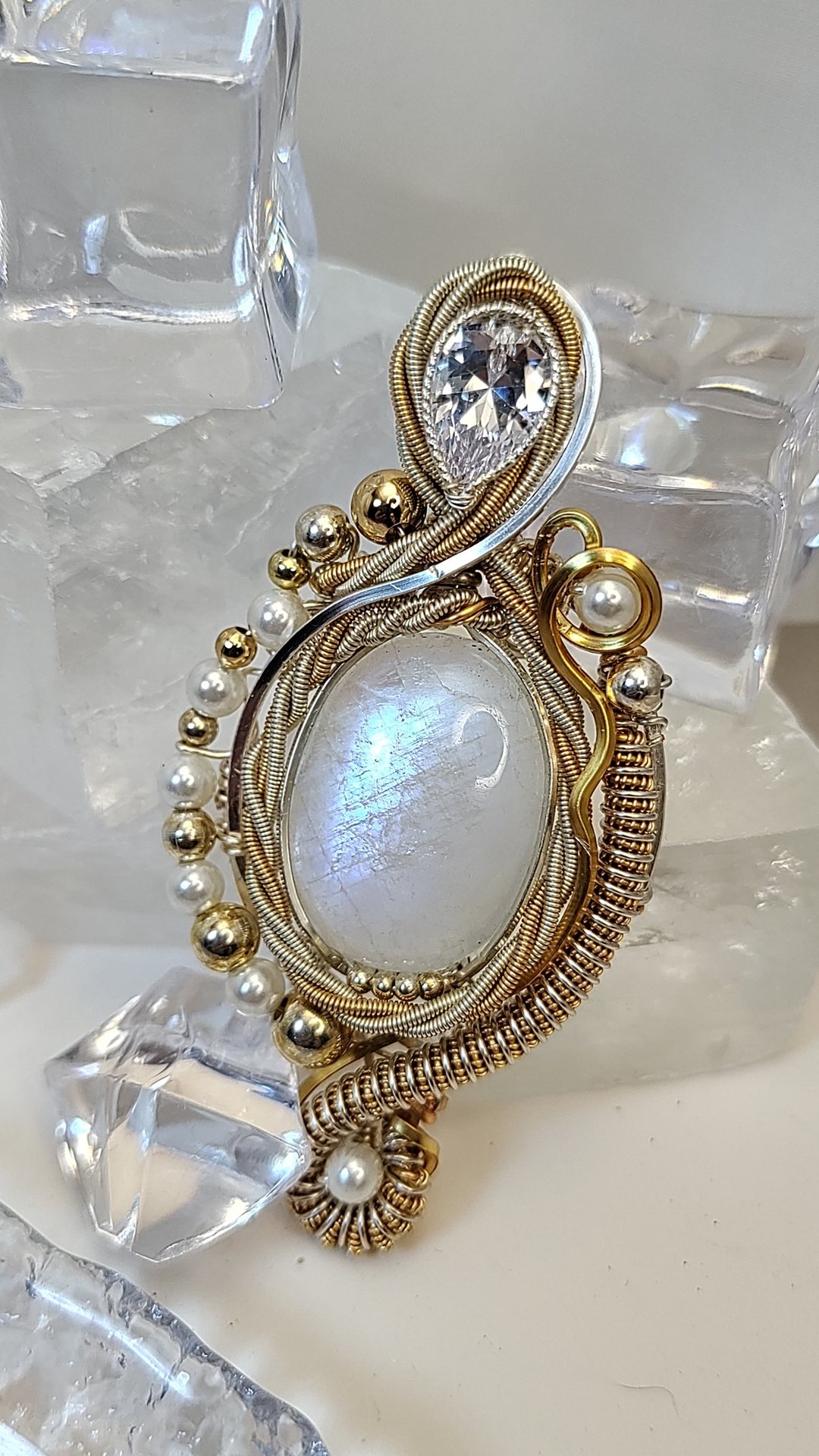 缠绕饰品 月光圆舞曲 吊坠 Moonstone Walts Pendant WireCraft - 项链 - 水晶 