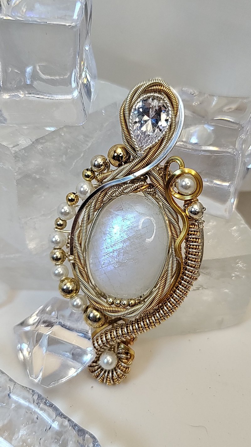 缠绕饰品 月光圆舞曲 吊坠 Moonstone Walts Pendant WireCraft - 项链 - 水晶 