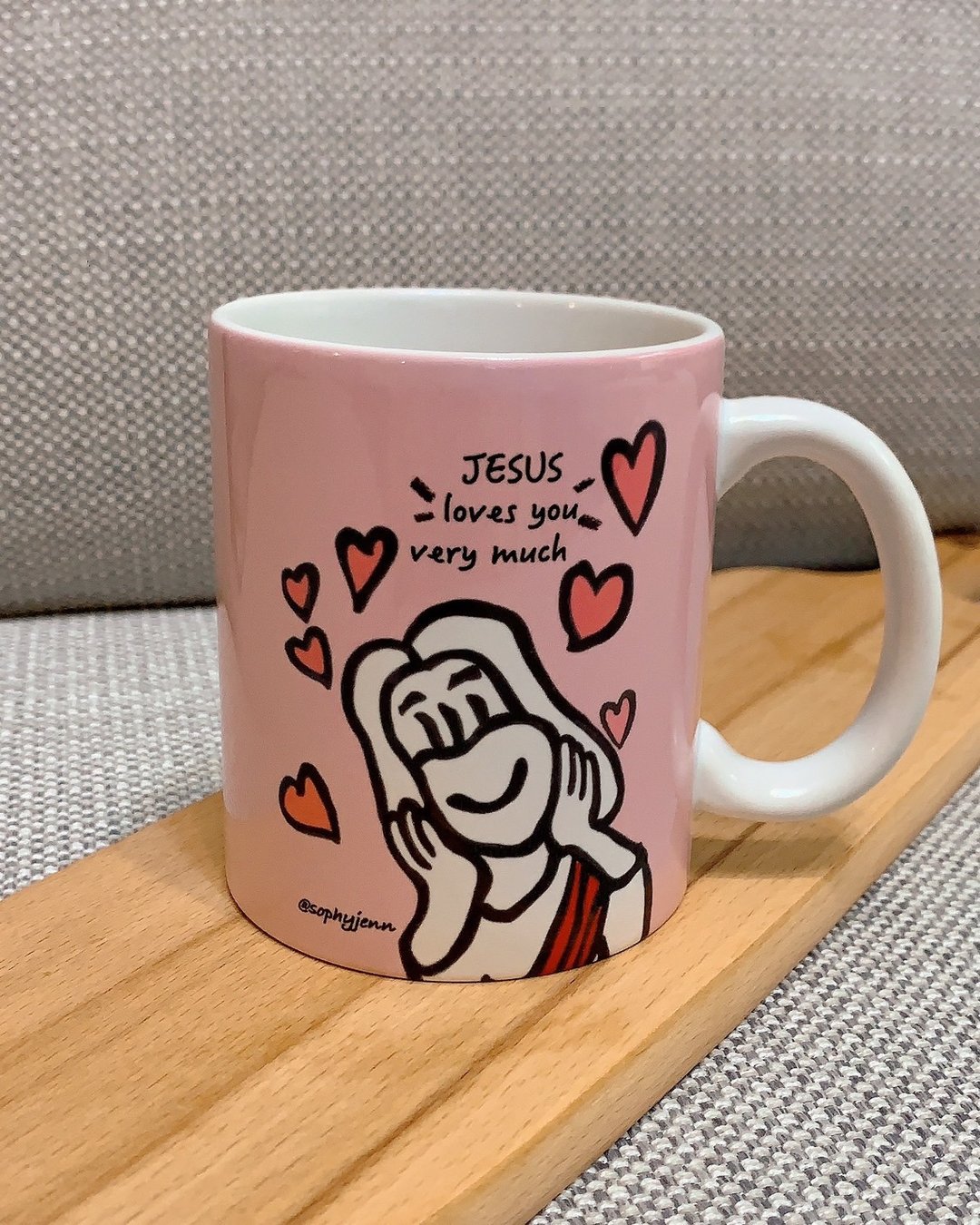 苏妃艺术 sophie art 耶稣爱你 插画马克杯 疗愈咖啡杯 礼物 - 咖啡杯/马克杯 - 陶 