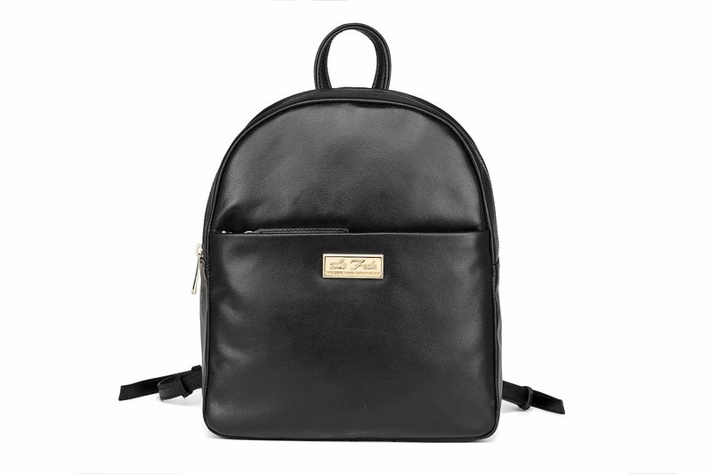 【情人节礼盒】简约真皮后背包 - 后背包/双肩包 - 真皮 黑色