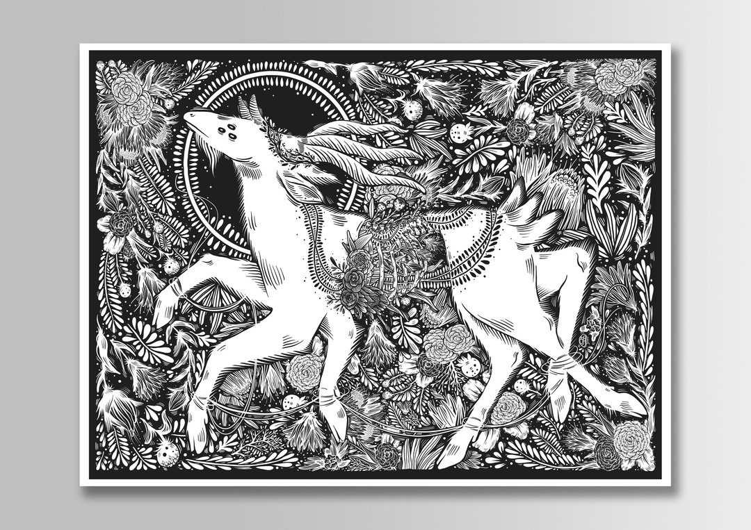 潘神孔版-黑白 - 海报/装饰画/版画 - 纸 黑色