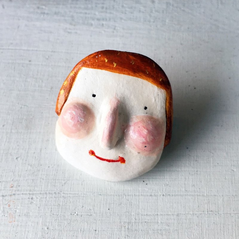 陶制别针 (HUA-0033-25) - 徽章/别针 - 陶 白色